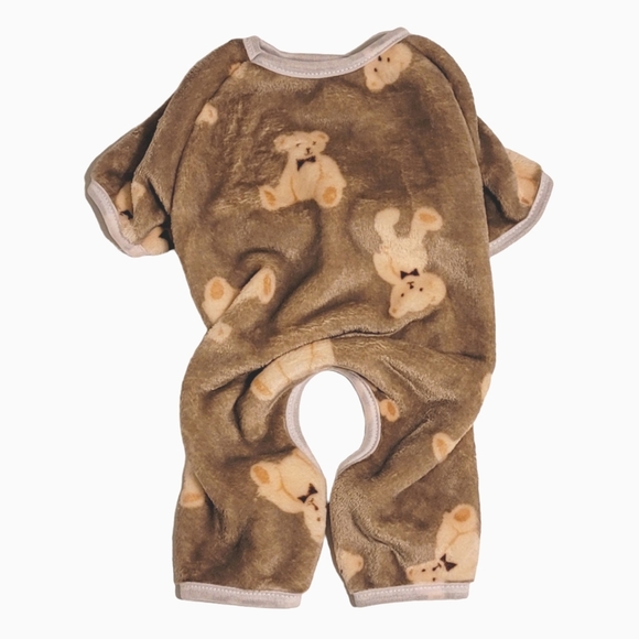 SHEIN Other - Shein pets puppy pajamas tan teddy bear fuzzy fleece sleepwear onesie medium